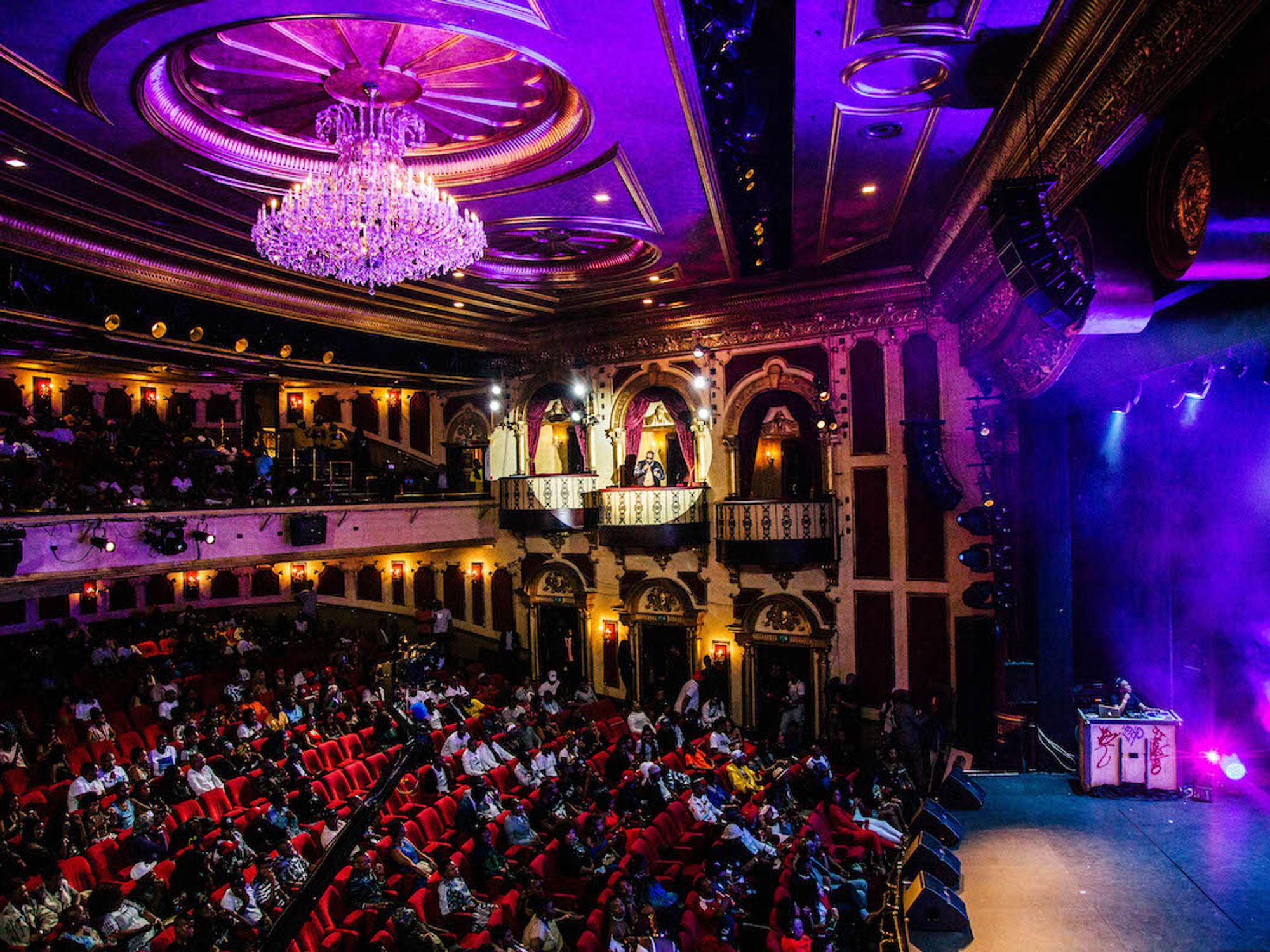 A dimly lit theatre during the South African Hip Hop Awards in 2018. 