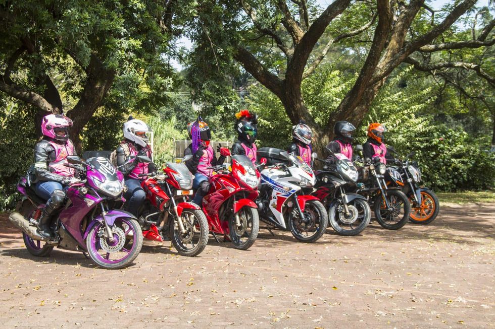 A group of women on motorbikes