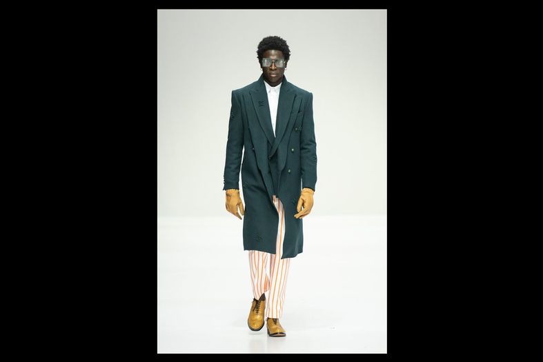 A model on the SAFW AW24 runway wearing Musawenkosi.