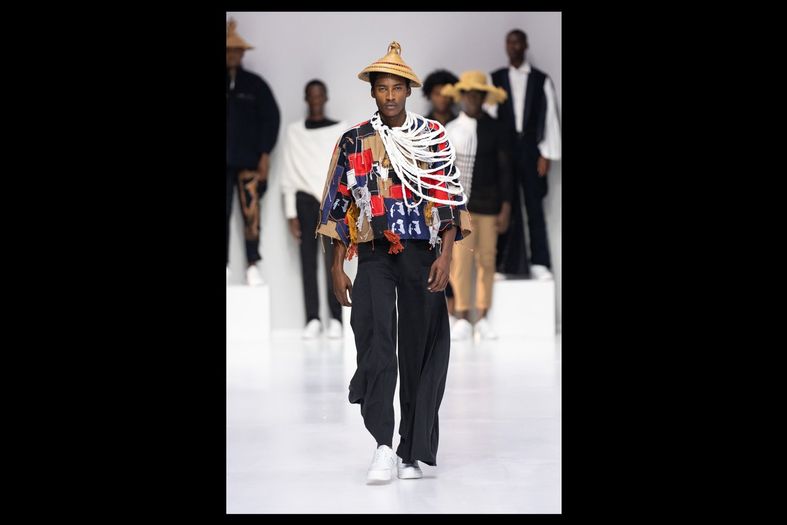 A model on the SAFW AW24 runway wearing Toro Meraki.
