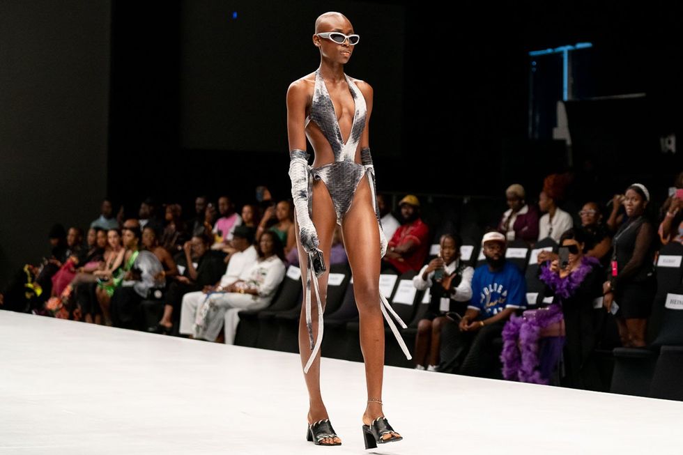 A model wearing Cute Saint Lagos at Lagos Fashion Week 2023.