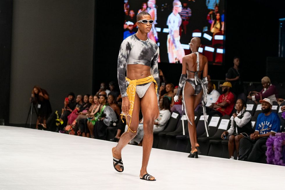 A model wearing Cute Saint Lagos at Lagos Fashion Week 2023.