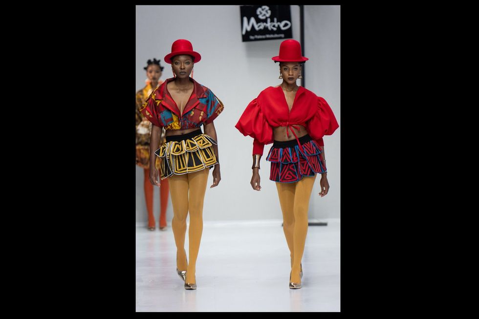 A model wearing Mantsho on the SAFW AW24 runway.