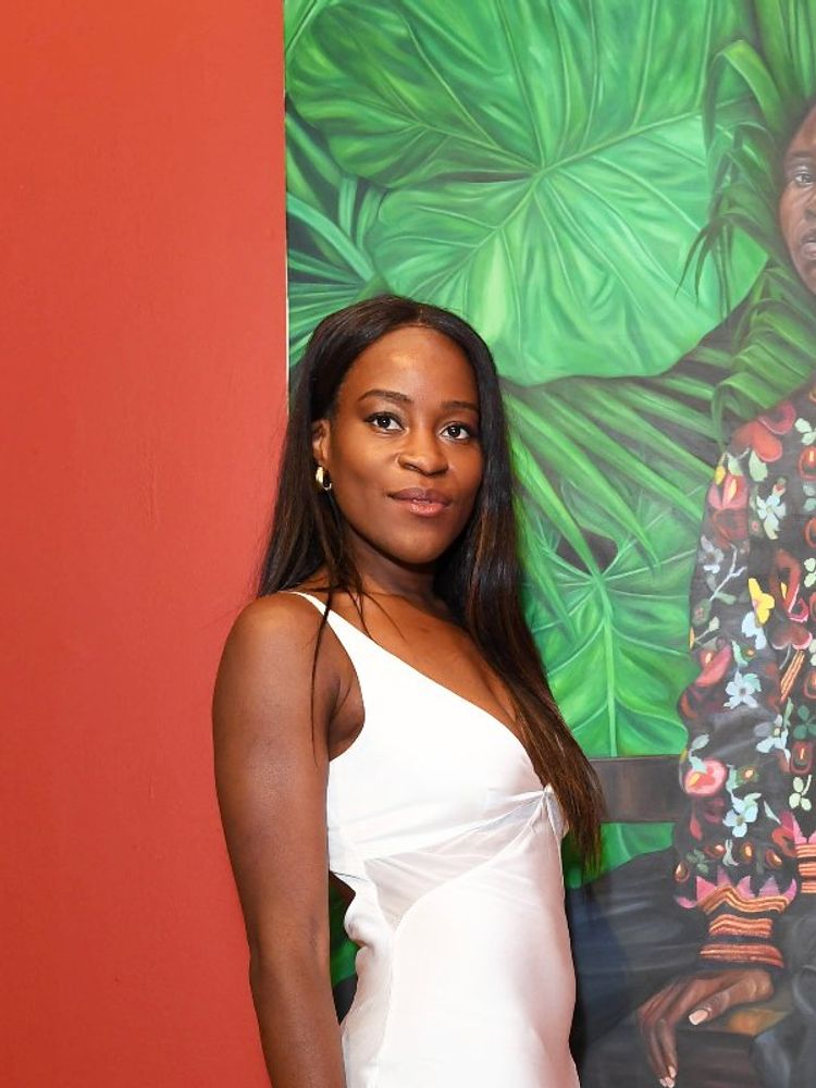 A photo of Aindrea Emelife at the “Know Who We Are” MOWAA exhibition, part of Christie’s x Elle Contemporary Art Party celebrating the 20/21 sale series at Christie's London on October 11, 2023, in London, England.