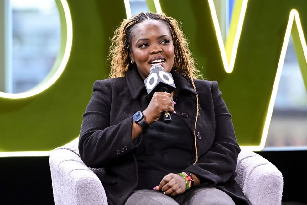 A photo of Wangari Kuria speaking onstage during Global Citizen NOW 2024.