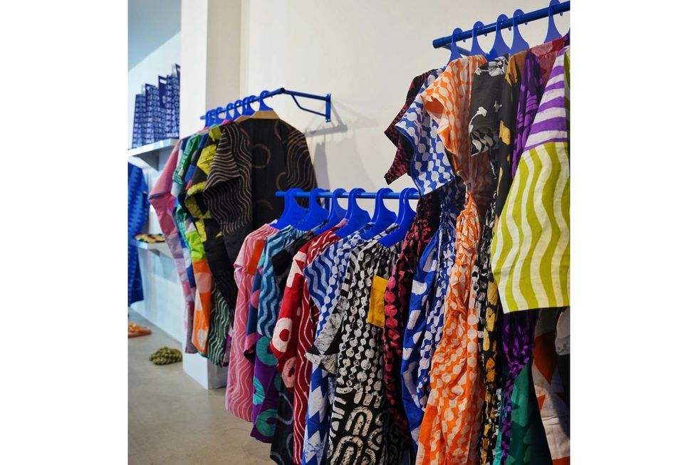 A rack display at a Dye Lab pop-up in London.