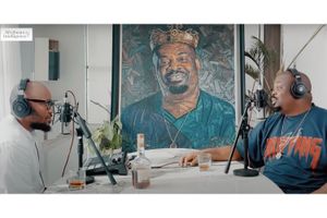 A screenshot of Don Jazzy and Joey Akan during the recording of an Afrobeats Intelligence podcast episode.