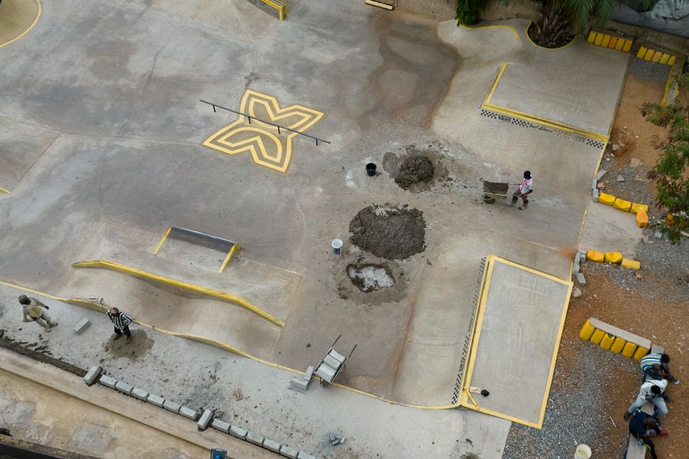 Aerial view of the freedom skatepark in Accra