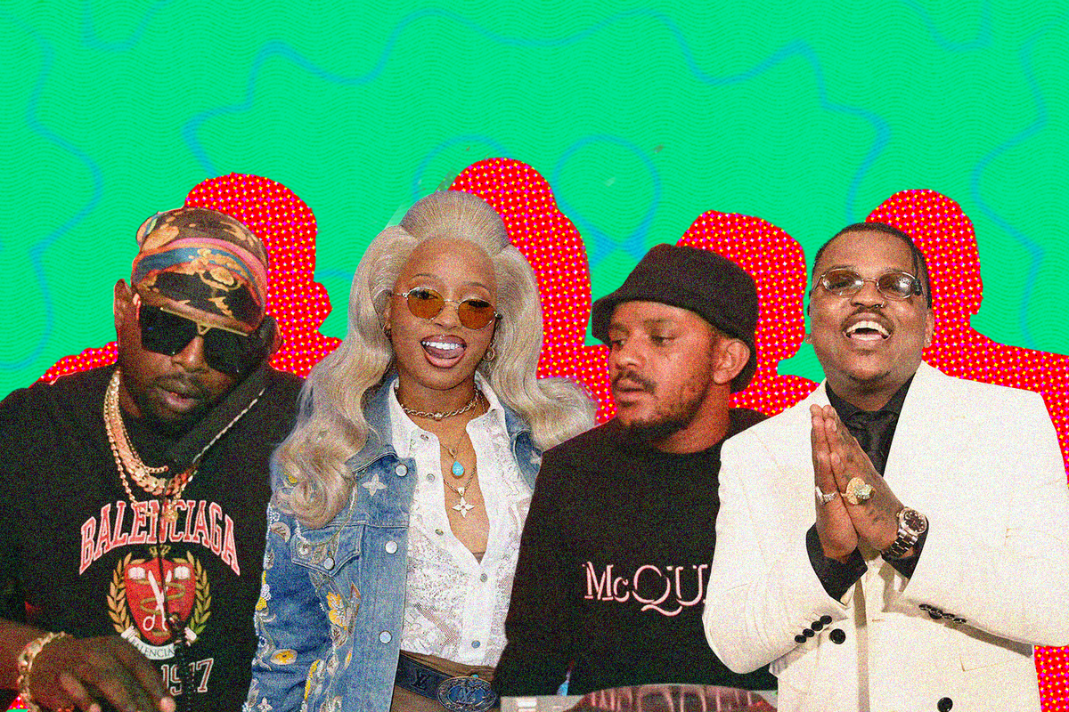 Amapiano artists including DJ Maphorisa, Uncle Waffles, Kabza De Small, and Focalistic against a vibrant green background.