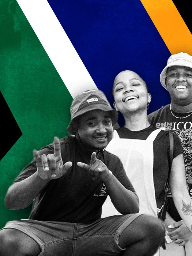 An illustration showing photos of five South Africans from the “born-free” generation.