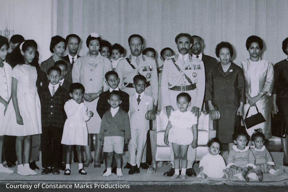An image from the documentary of an old photo of Haile Selassie\u2019s family.
