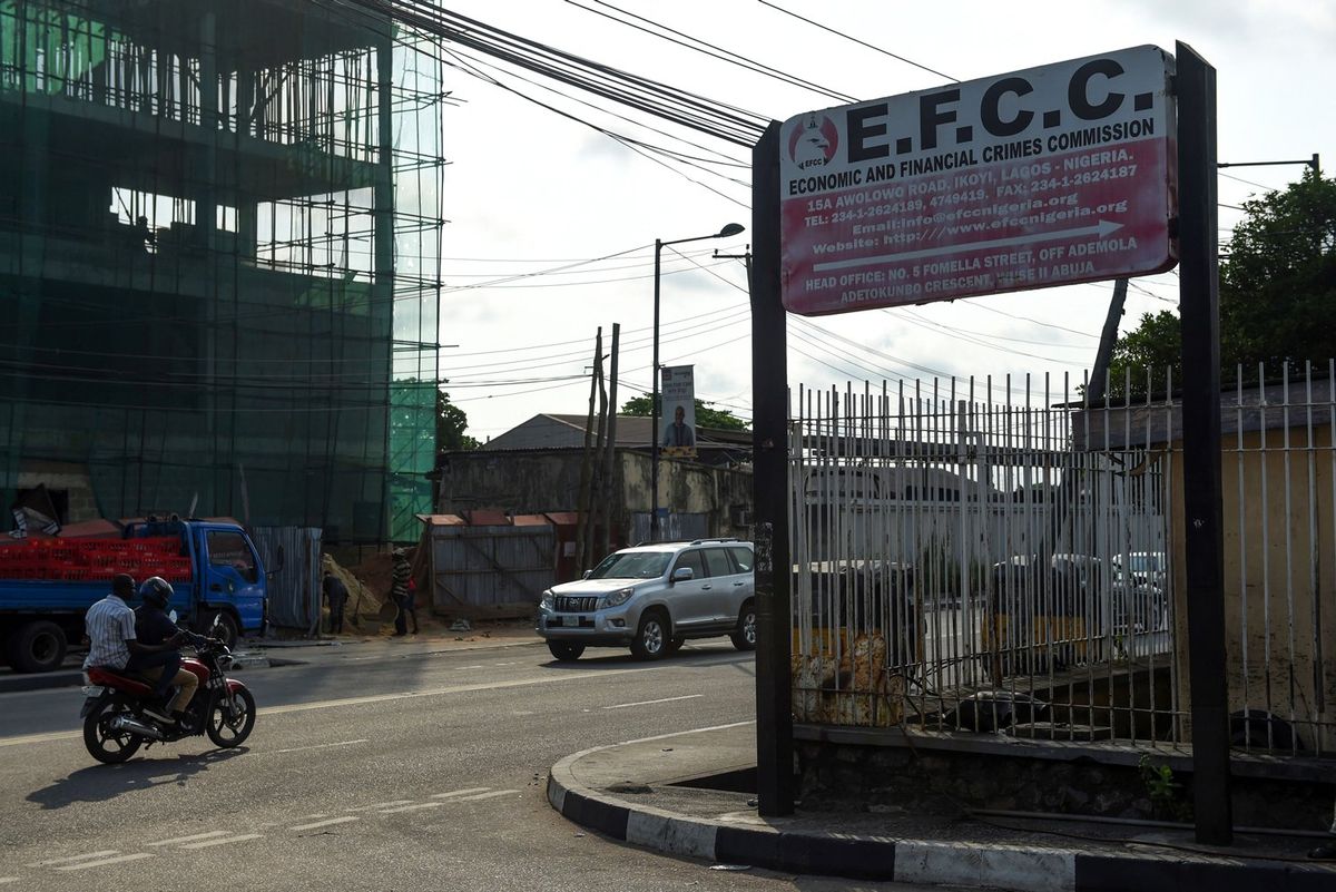 An image of a billboard on a Lagos street that says EFCC on it.