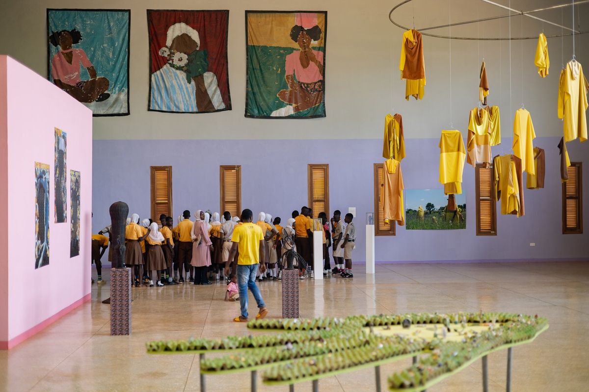 An image of a group of people gathered in an art gallery in Tamale, Ghana.