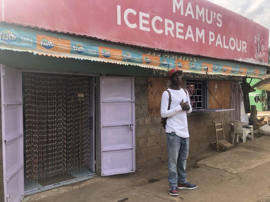 An image of an ice cream parlor in Kibera.