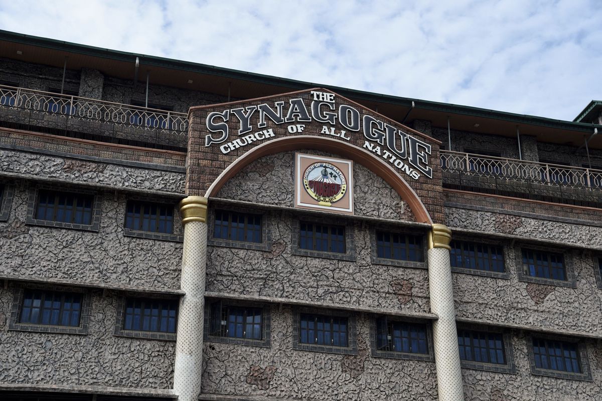 An image of the Synagogue Church of All Nations (SCOA) headquarters in the Ikotun distrcit of Lagos, where the late preacher TB Joshua preached.