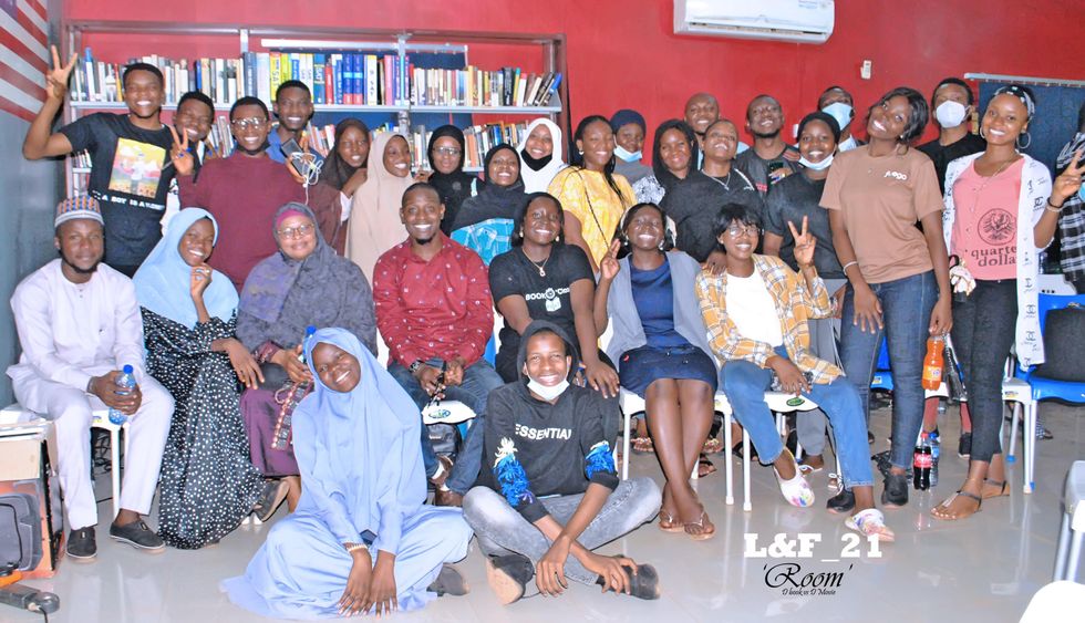 An image of Book O'clock members at American Space in Sokoto.