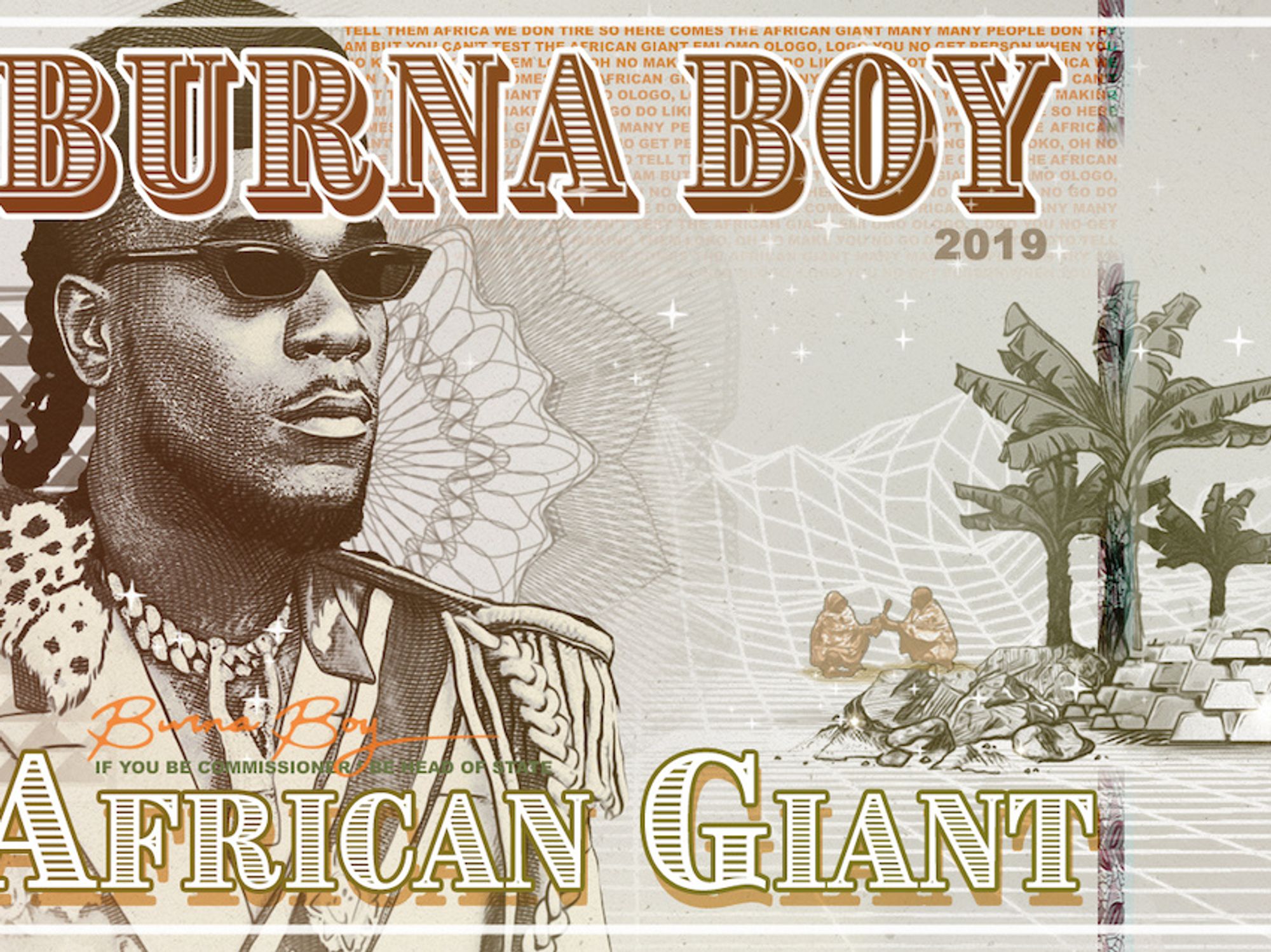 ​Burna Boy 'African Giant' money cover art by Sajjad