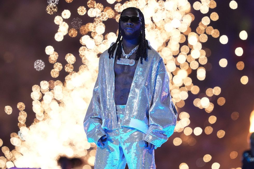 Burna Boy, Musical Artist, performs prior to the UEFA Champions League final match between Manchester City FC and FC Internazionale at Ataturk Olympic Stadium, Istanbul, Turkey on June 10, 2023.