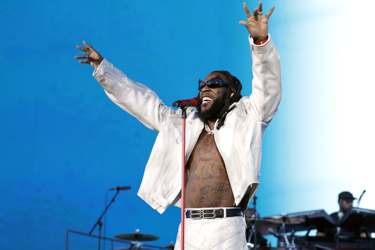 Burna Boy performs at the Coachella Stage during the 2023 Coachella Valley Music and Arts Festival on April 14, 2023 in Indio, California. 