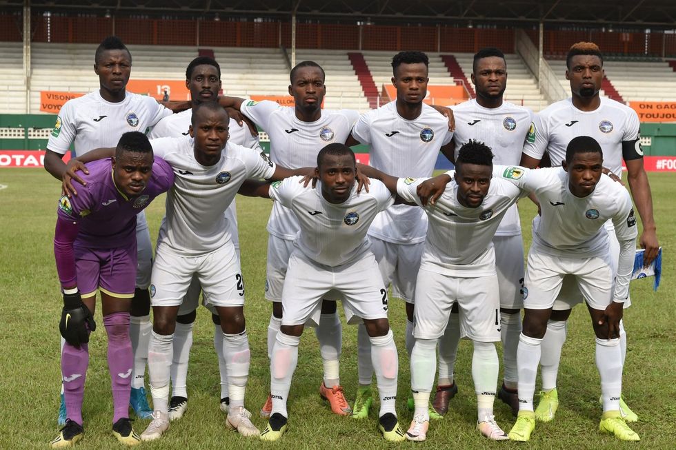 Enyimba International FC's players pose for a team photo ahead of the CAF Confederation Cup Group D matchday 6 football match between FC San-Pedro and Enyimba International FC at the Felix Houphouet-Boigny Stadium in Abidjan on Febuary 2, 2020.