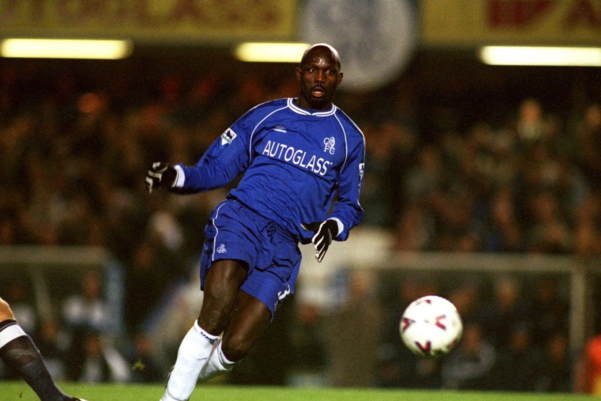 George Weah playing for Chelsea against Tottenham Hotspur in a FA Carling Premiership match, 2000/2001.