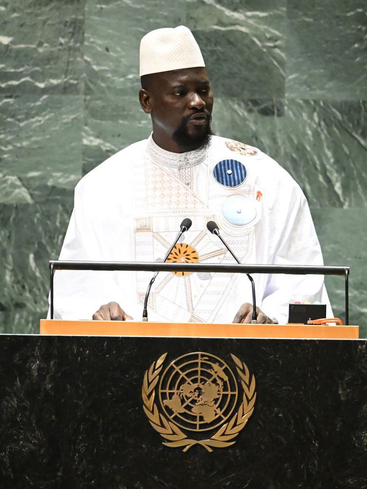 ​Guinea's coup leader and president, Colonel Mamady Doumbouya addresses the 78th United Nations General Assembly at UN headquarters in New York City on September 21, 2023.
