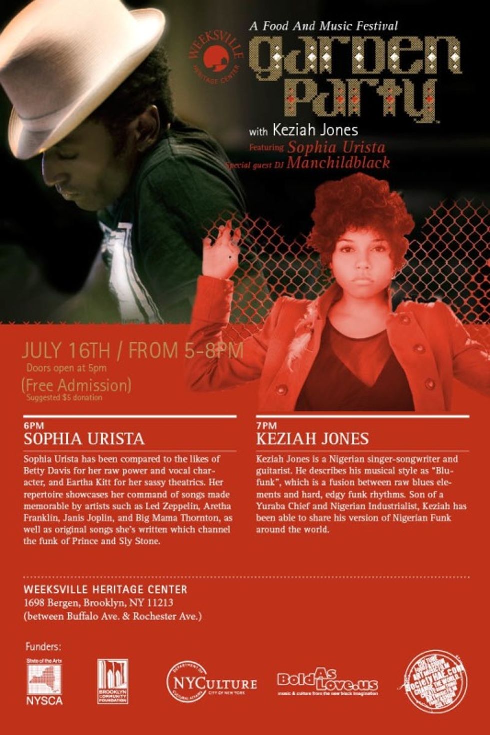 Brooklyn: Keziah Jones and Sophia Urista at Weeksville, July 16