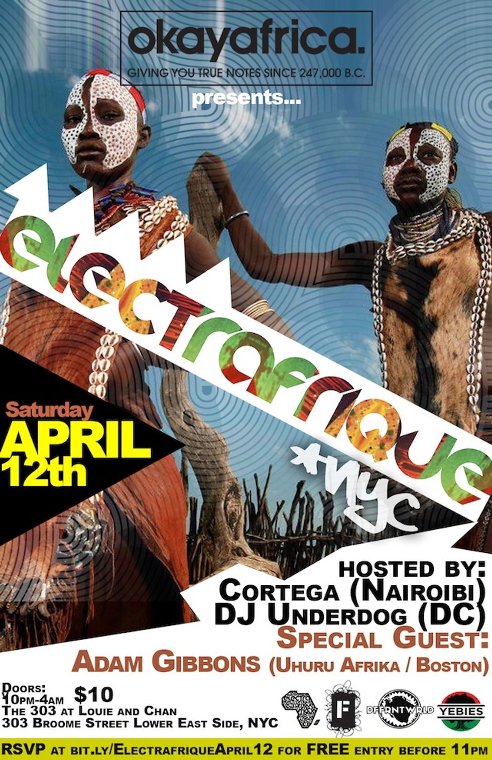Okayafrica Presents Electrafrique NYC With Adam Gibbons, Cortega, & DJ Underdog!