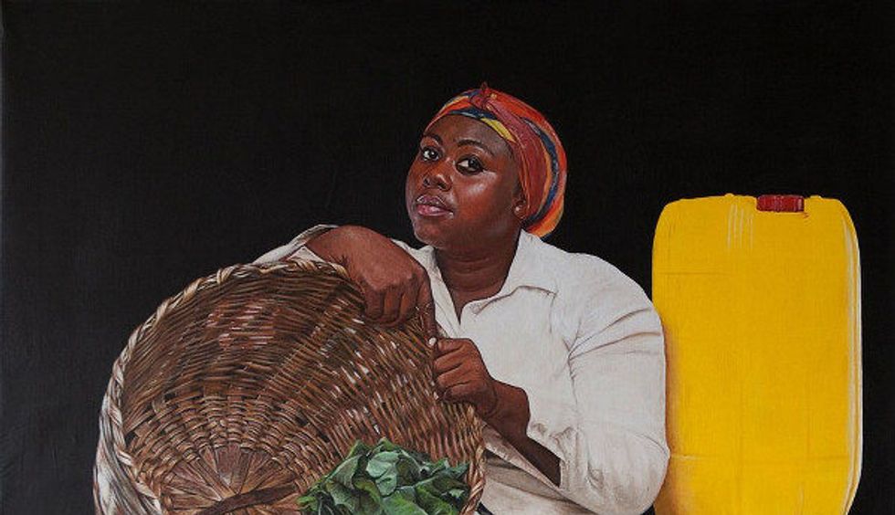 This Visual Artist Paints Amazing Hyper-Realistic Portraits of Ghanaian Women Sitting Atop Kufuor Gallons