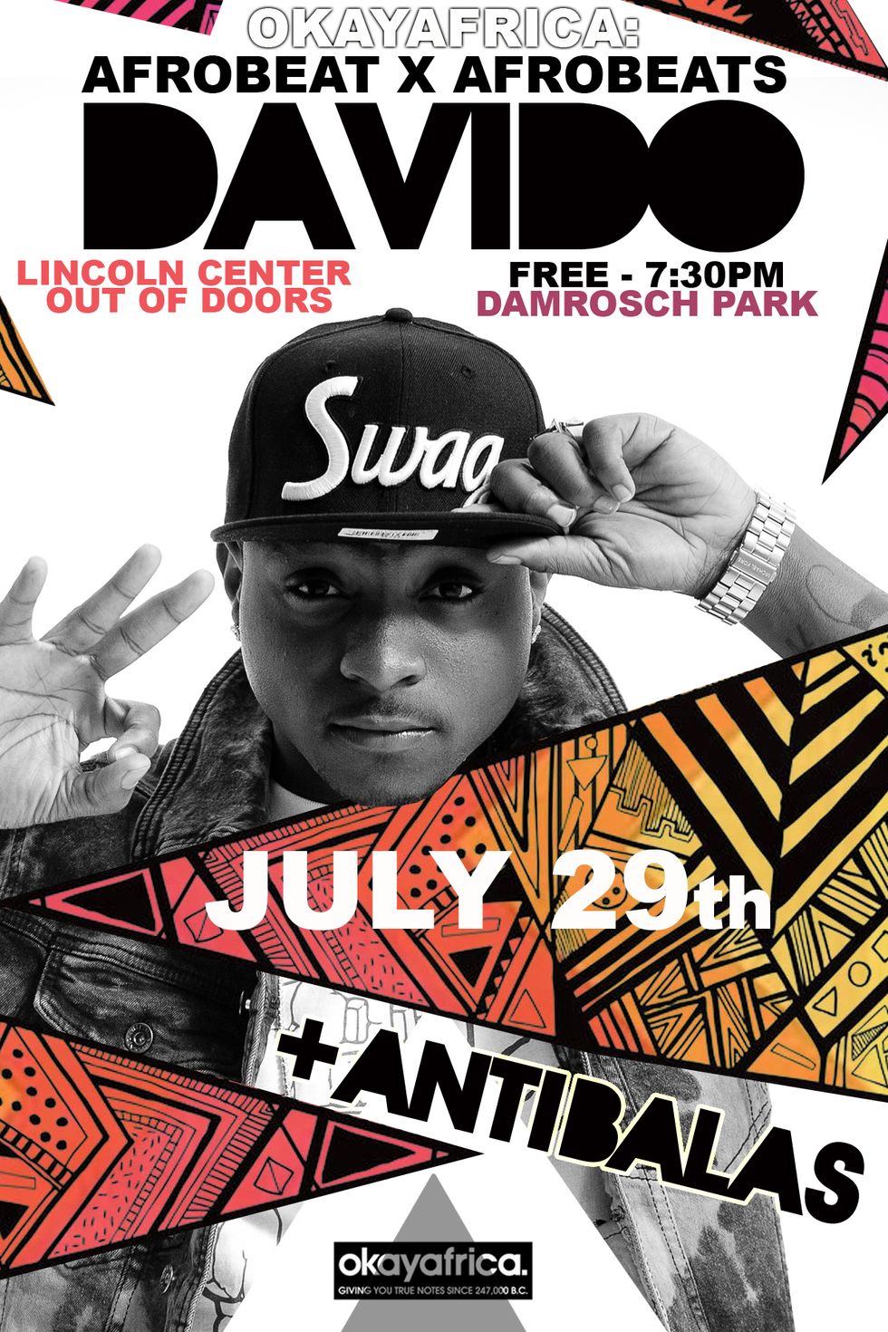 Okayafrica Presents Afrobeat x Afrobeats with Davido and Antibalas at Lincoln Center Out of Doors July 29th!