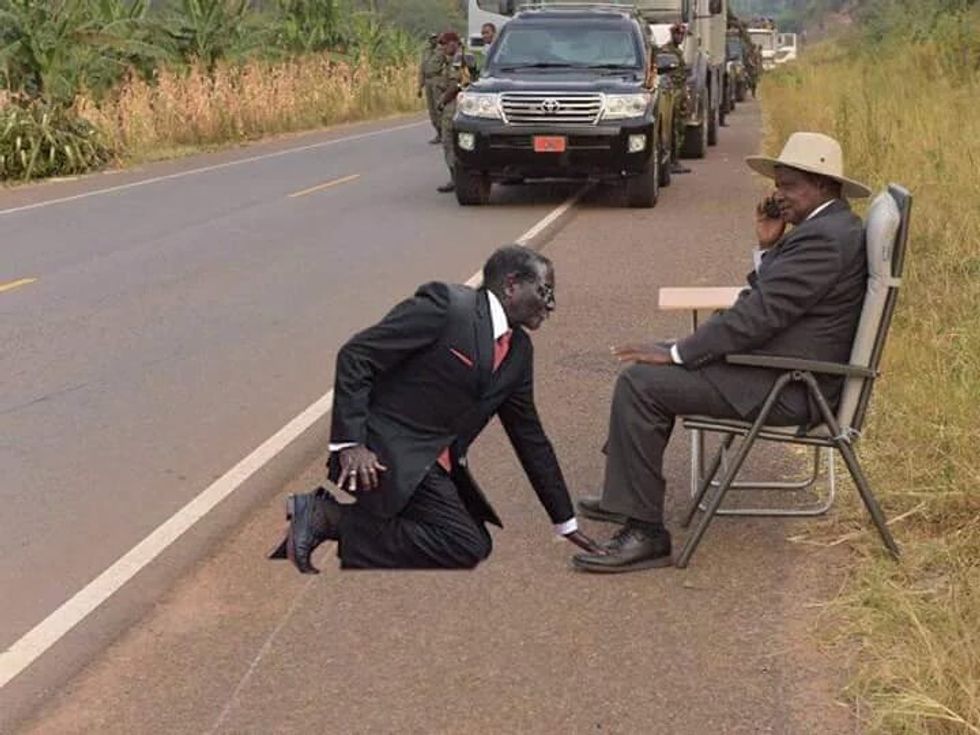 Photos of Ugandan President Sitting Roadside in a Foldout Chair Spawns Viral #M7Challenge