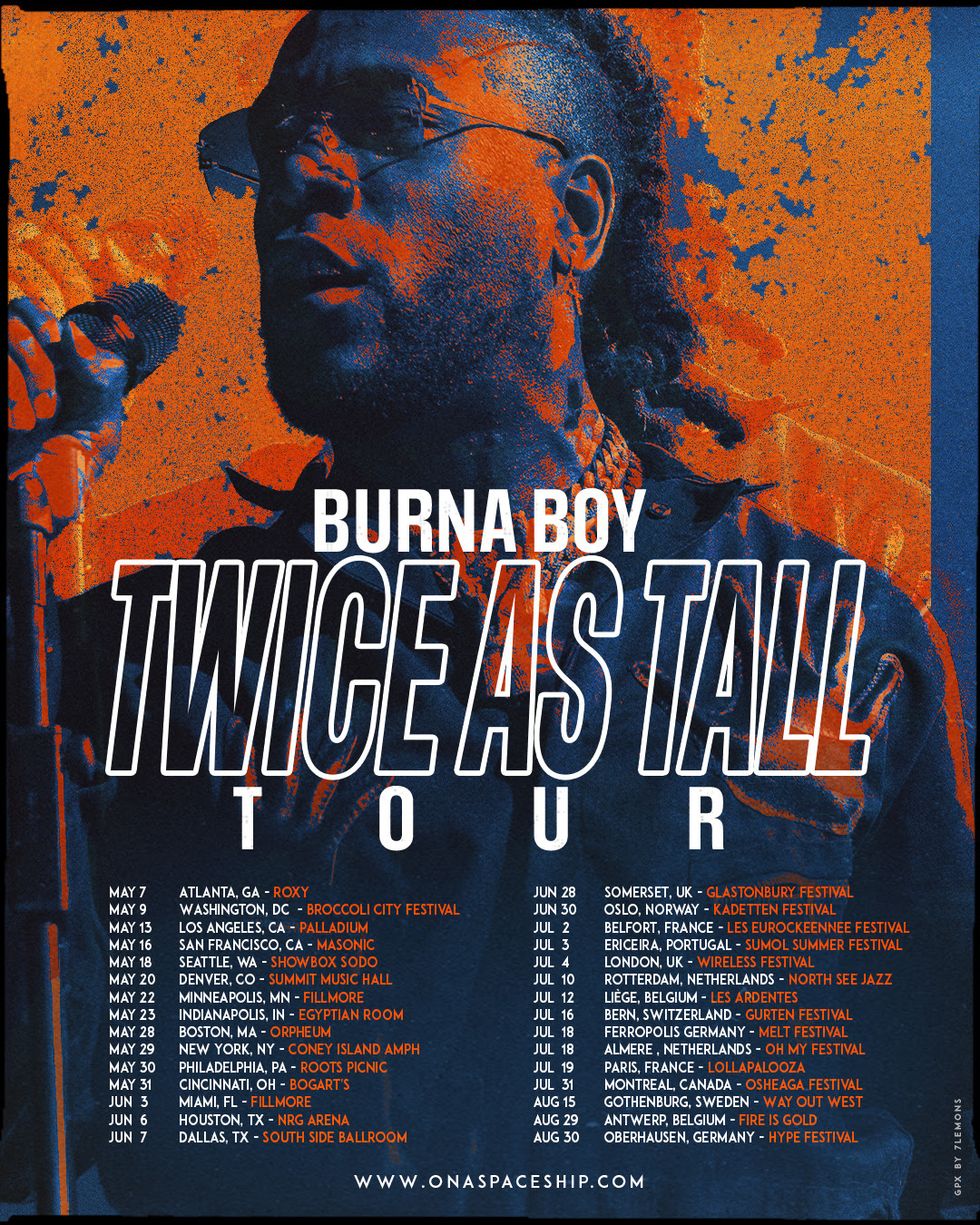 Burna Boy Announces 'Twice As Tall' World Tour Dates - OkayAfrica