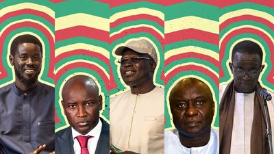 A photo illustration depicting five of the Senegal presidential candidates. 