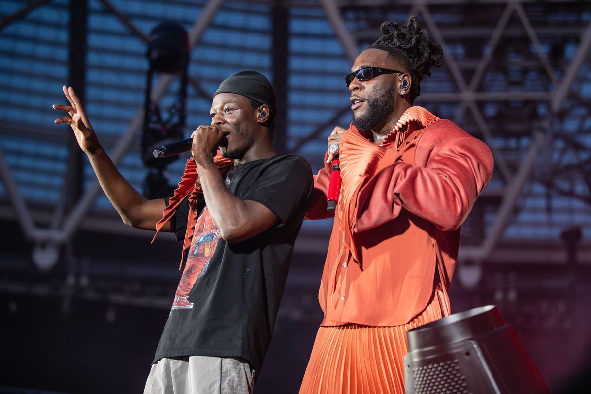 J Hus and Burna Boy perform at London Stadium on June 03, 2023 in London, England. 