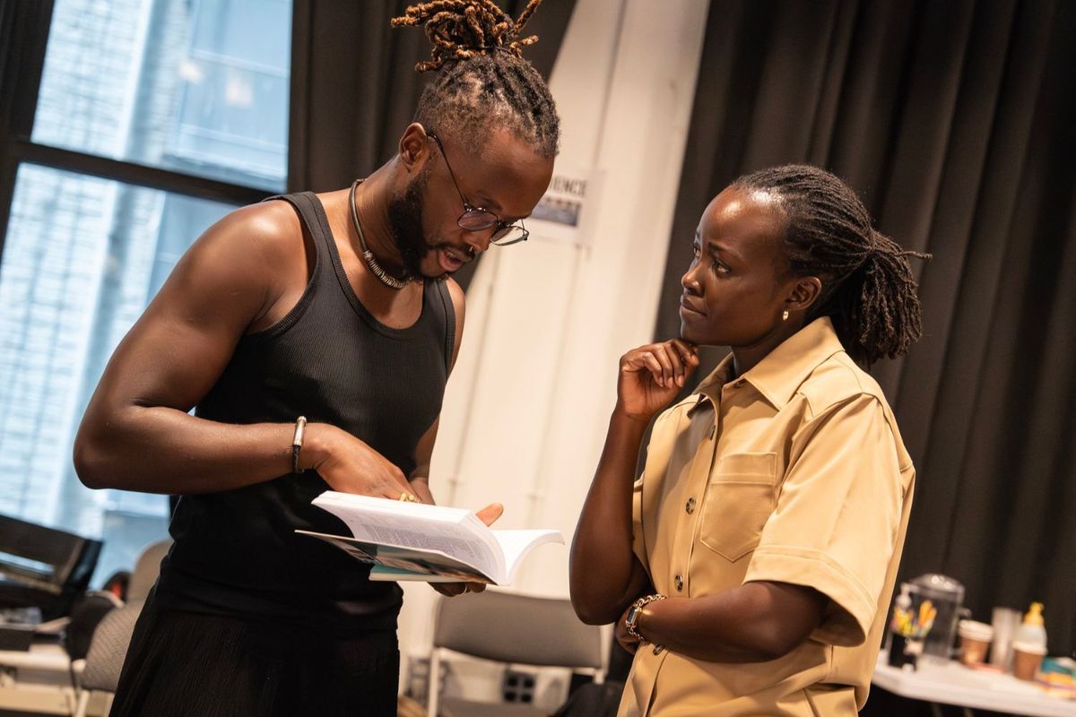 Junior Nyong’o and Lupita Nyong’o in rehearsal for Twelfth Night