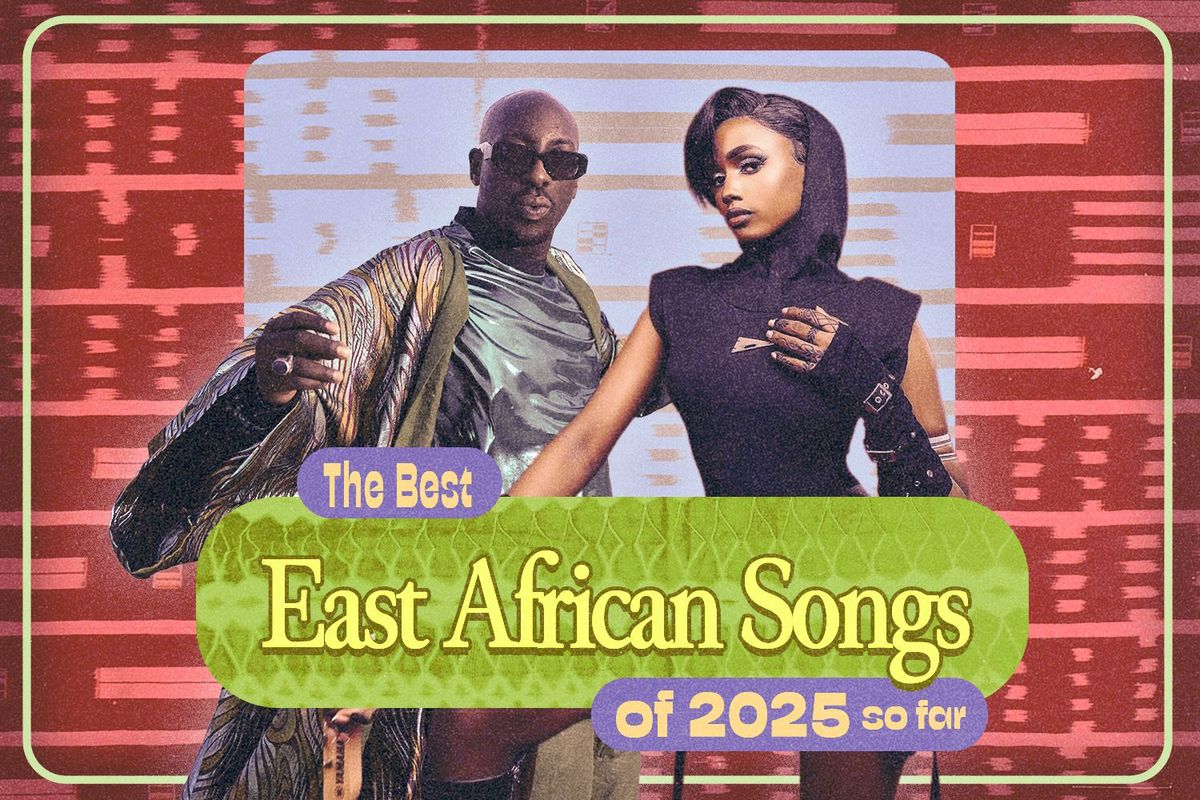 Kenya’s Bien and Tanzania’s Abigail Chams in a graphic with the words the best East African songs of 2025 so far.