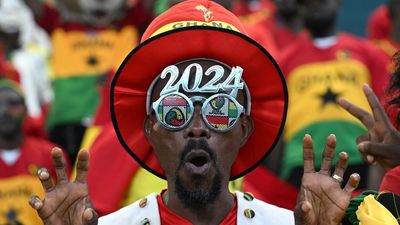 A Ghana supporter gestures ahead of the Africa Cup of Nations (CAN) 2023 Group B football match between Egypt and Ghana at the Felix Houphouet-Boigny Stadium in Abidjan on January 18, 2024.