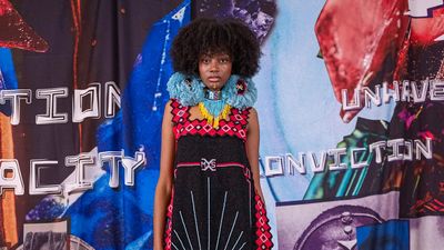 A Model debuting a piece from the new MaXhosa Africa collection, “My Conviction,” at the 2024 Paris Fashion Week.