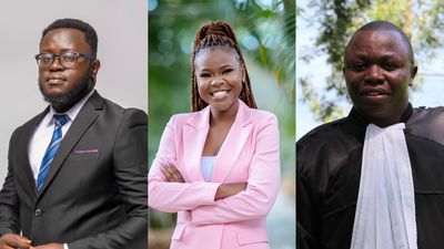 African recipients of the Global Citizen Prize 2024, (L-R) Andrew Ddembe, Lydia Charles Moyo and Olivier Bahemuke Ndoole.