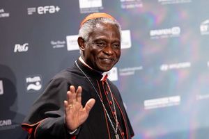 Cardinal Peter Turkson waving 