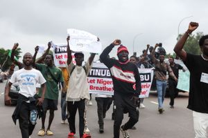 Demonstrators gather during the End Bad Governance protest in Abuja on August 1, 2024.
