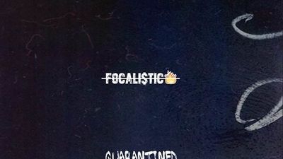 The cover of Focalistic's latest EP 'Quarantined Tarantino' is made up of an unevenly colored black background and white text.