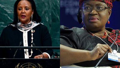 A collage of Amina Chawahir Mohamed and Ngozi Okonjo-Iweala. 