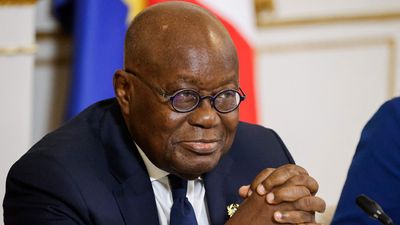 Ghana's President Nana Akufo-Addo looks on during the beginning of the 5th Summit of "Christchurch call", at the Elysee Presidential palace in Paris, on November 10, 2023, on the sidelines of The Paris Peace Forum. 