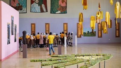 An image of a group of people gathered in an art gallery in Tamale, Ghana.