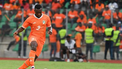 Ivory Coast's Ghislain Konan kicks the ball during the 2023 Africa Cup of Nations (CHAN) Group H qualifier match between Ivory Coast and Comoros at Stade Bouake in Bouake on March 24, 2023. 