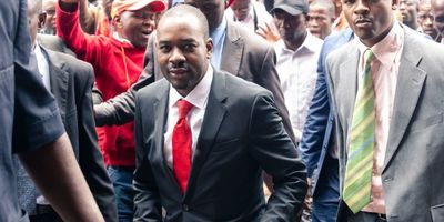 MDC leader Nelson Chamisa pictured above (left). 