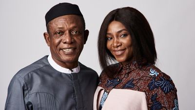 Actor Nkem Owoh and filmmaker Genevieve Nnaji from the film 'Lionheart' pose for a portrait during the 2018 Toronto International Film Festival at Intercontinental Hotel on September 11, 2018 in Toronto, Canada.