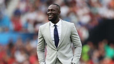 Stormzy, Manager of England looks on during Soccer Aid for Unicef 2023 at Old Trafford on June 11, 2023 in Manchester, England.