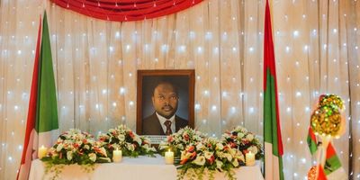Portrait of Burundi's President Pierre Nkurunziza pictured above.